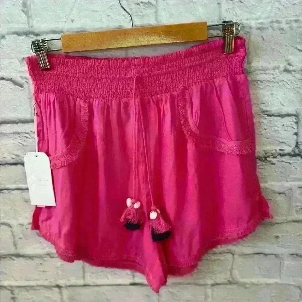 Japna NWT Women Large Solid Pink Drawstring Lightweight Sleepwear Pajama Shorts